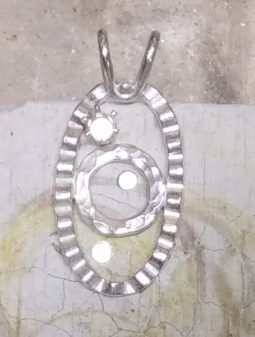 Judy Larson's Mike's Surpirise Claire's Ripple Pendant - , Contemporary Wire Jewelry, Jump Rings, Jump Ring, Making Jump Rings, Butane Torch, Soldering, Solder, ripple pendant